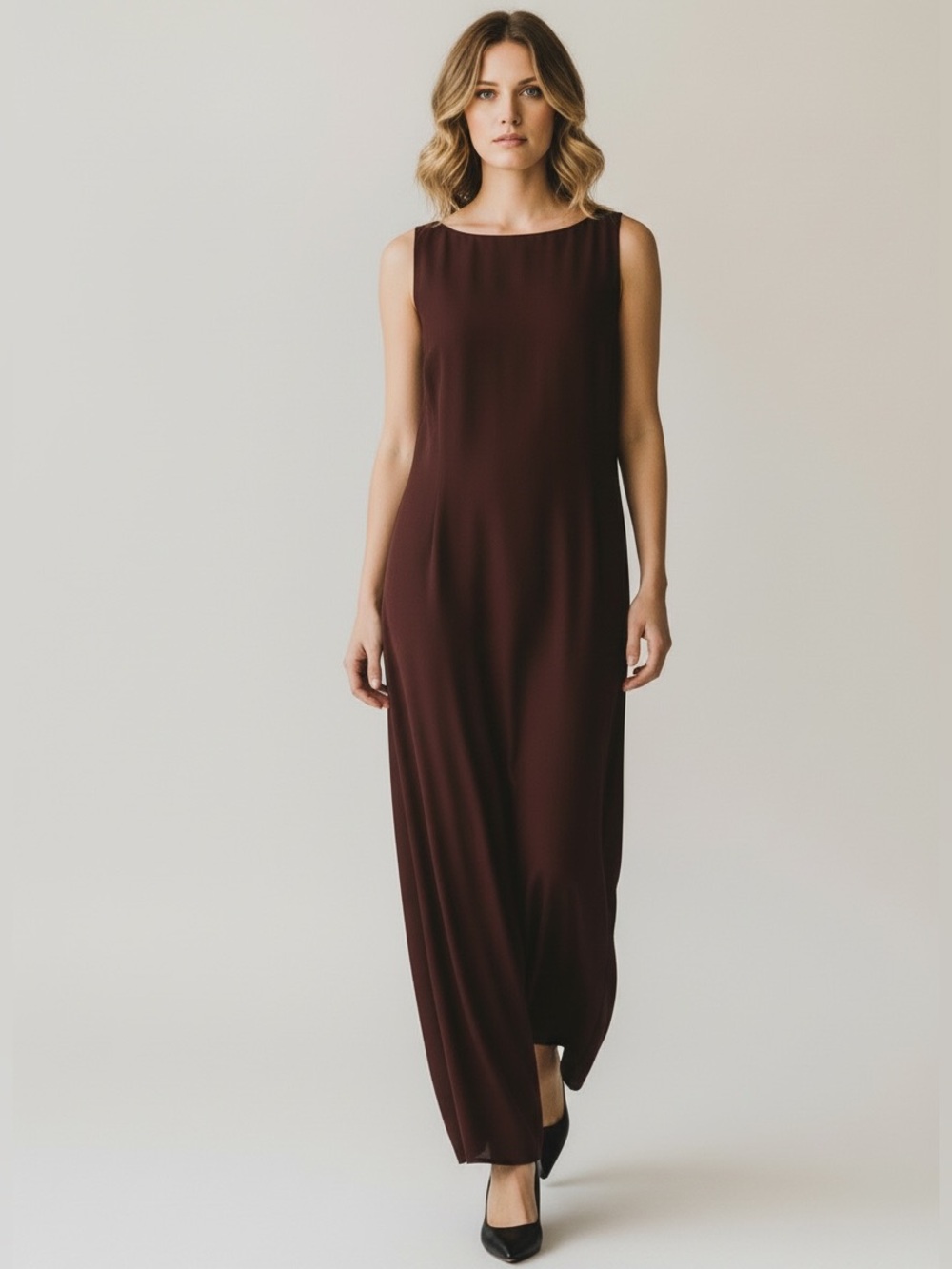 Rhapsody Sleeveless Maxi Dress in Deep Brown